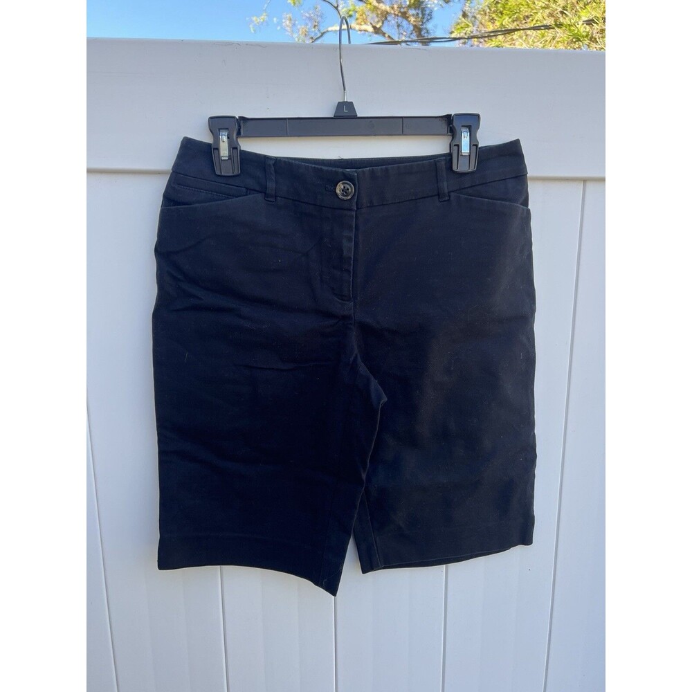 Chico's 0 Womens Bermuda Shorts Black Cotton Blend